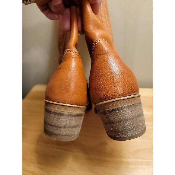 Landis Cowboy Western Leather Boots Vintage Brown Tan Mens Size 9 Balance Man - Picture 7 of 16